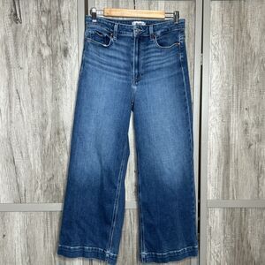 Paige Anessa Jeans Size 30 Wide Leg High Rise Crop Stretch Blue